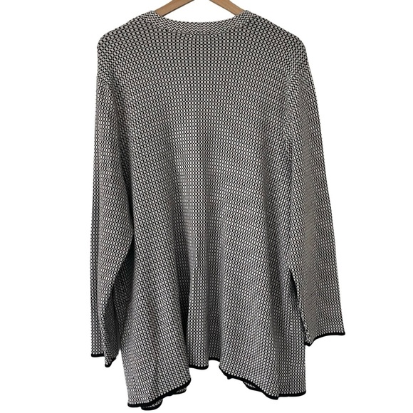 Talbots 3X Houndstooth Knit Cardigan Open Front Pockets Cozy Casual Minimalist - Picture 8 of 14